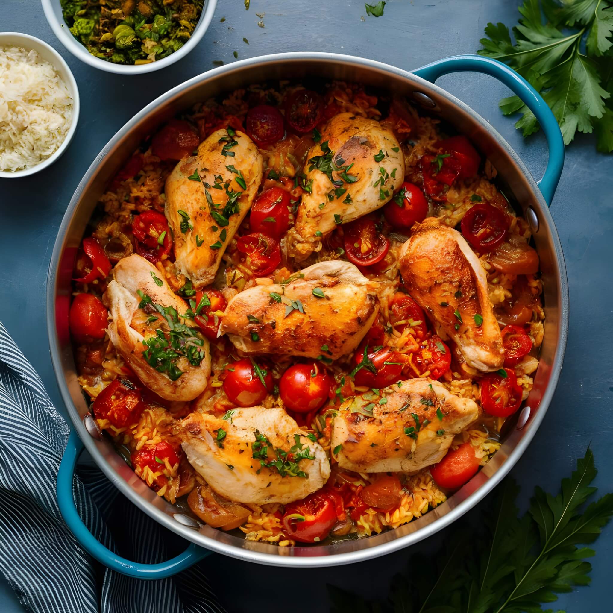 pan-chicken-with-tomatoes-rice-herbs